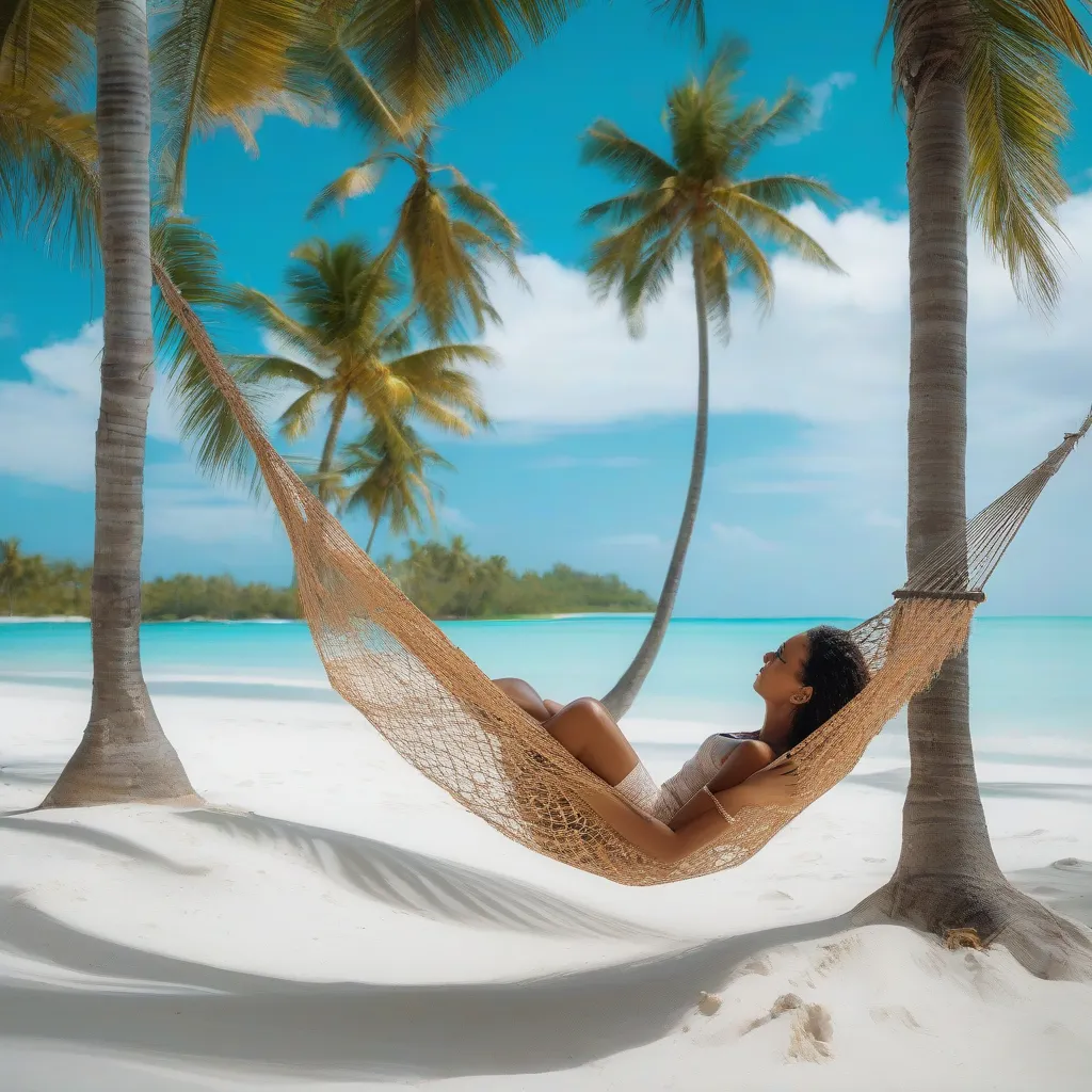 Woman relaxing on a tropical beach