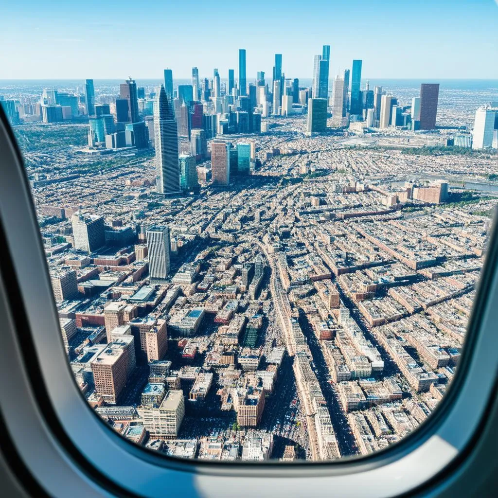 Aerial view of a city skyline