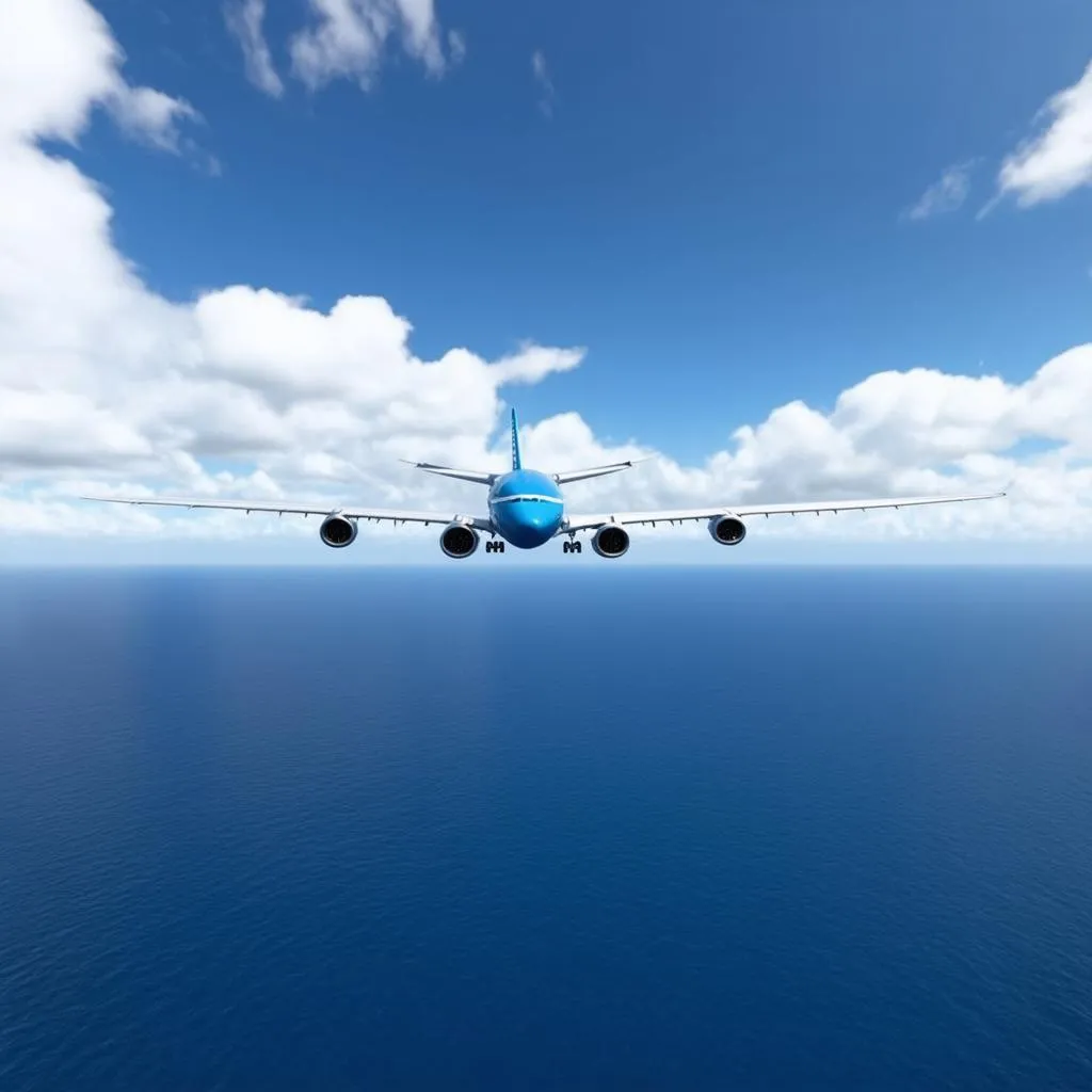 Airplane Taking Off Over Ocean