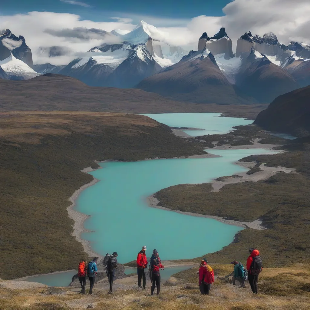 Americans exploring Torres del Paine National Park in Chile.