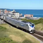 Amtrak Train Traveling Along the Northeast Corridor