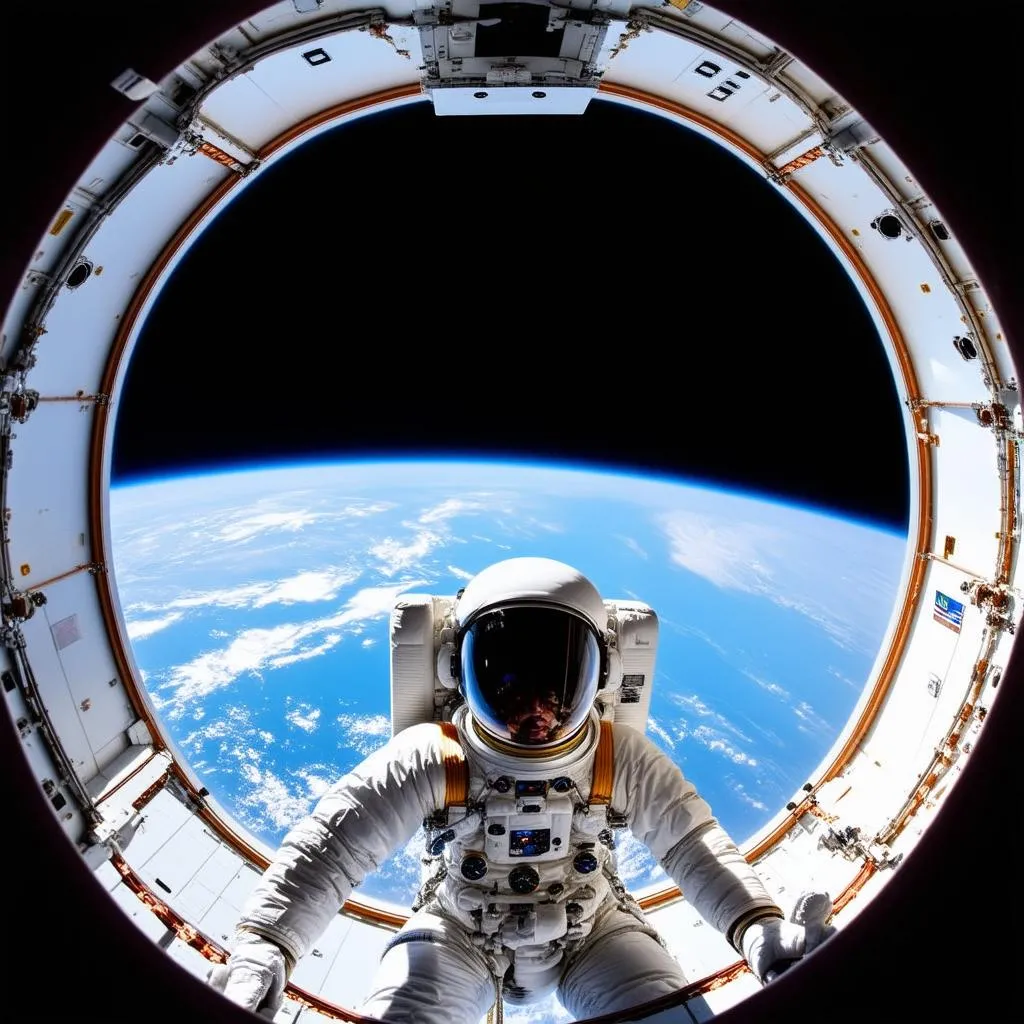 Astronaut Gazing at Earth