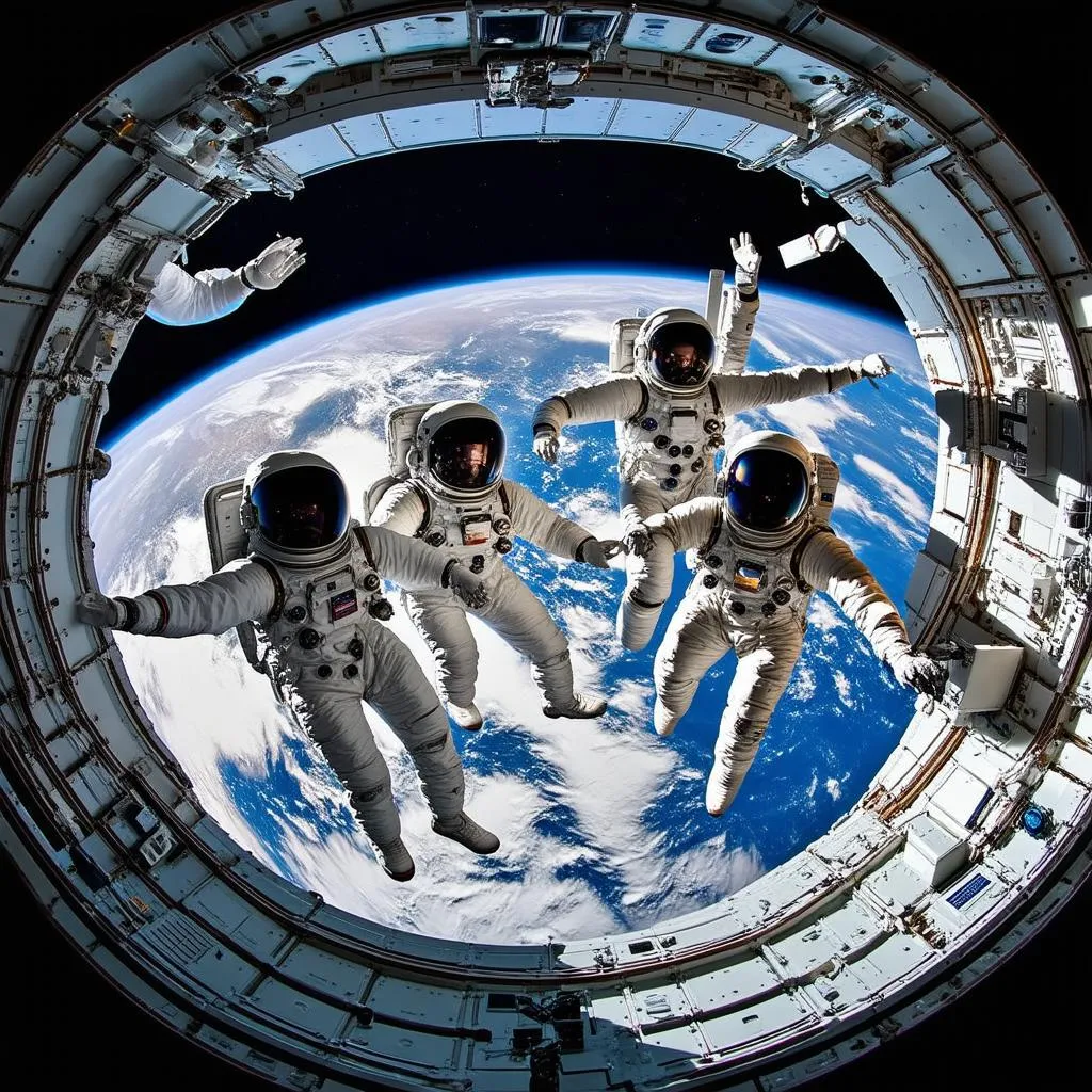 Astronauts Training in a Simulated Microgravity Environment