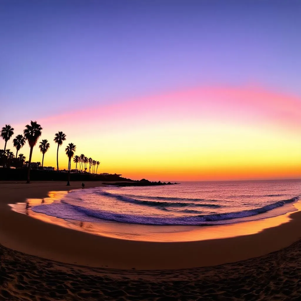 Sunset at a beach in San Diego