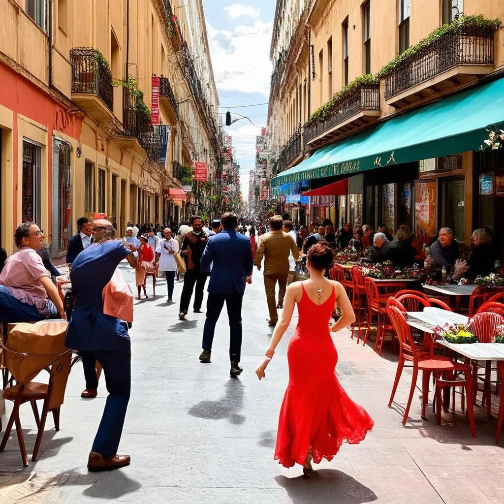 Vibrant Street Scene in Buenos Aires