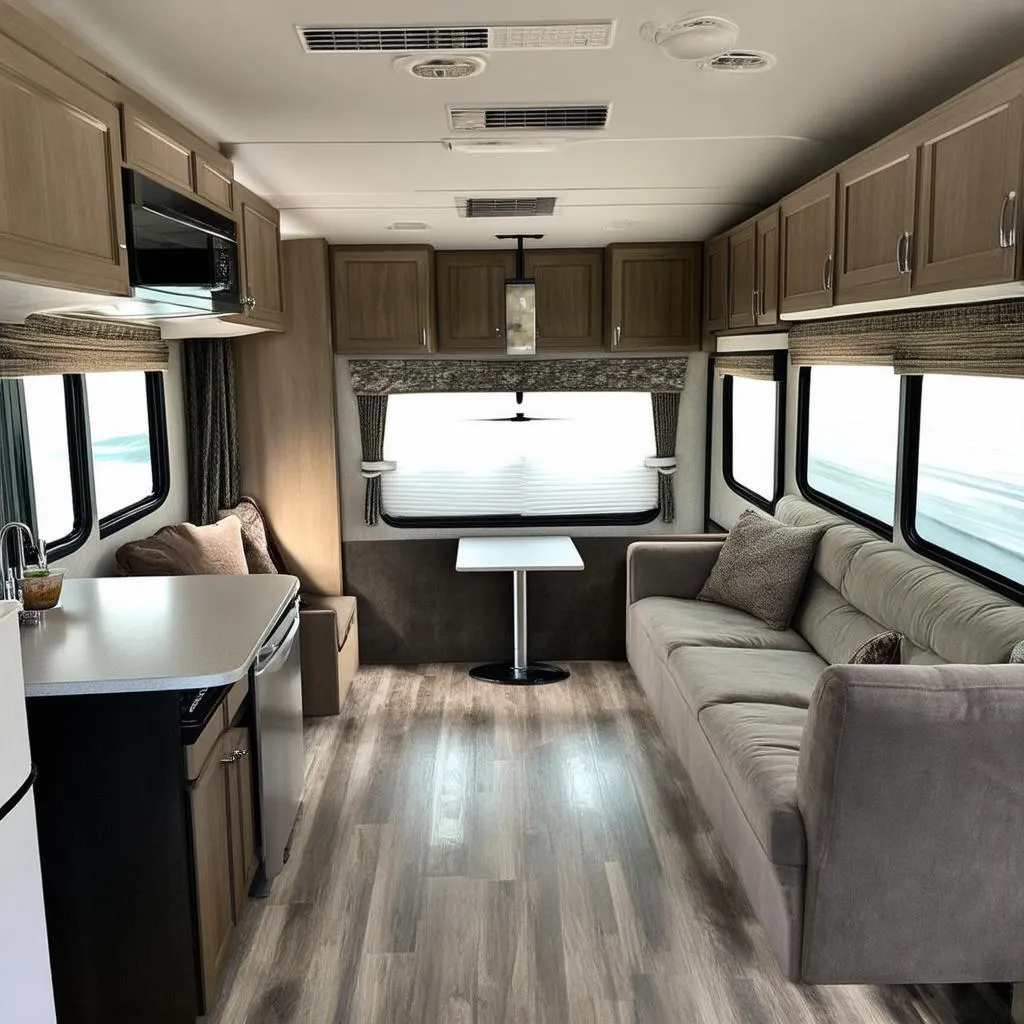 Spacious Interior of a Cedar Creek Travel Trailer