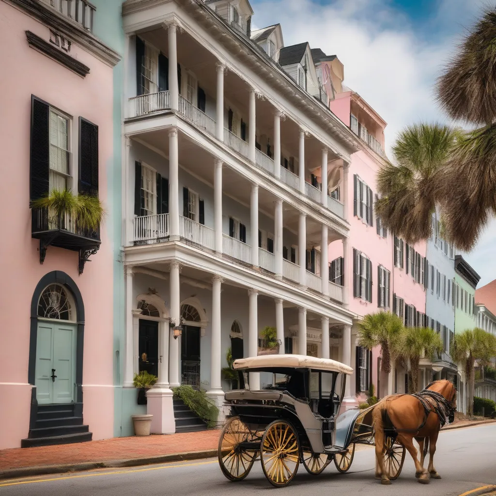 Historic Charleston Street with Horse and Carriage