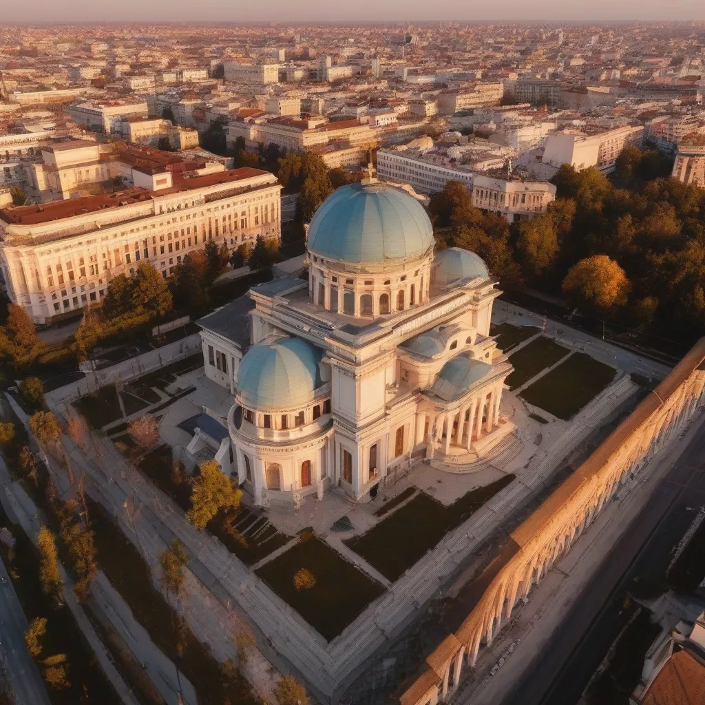 The magnificent Choral Temple in Bucharest at sunset