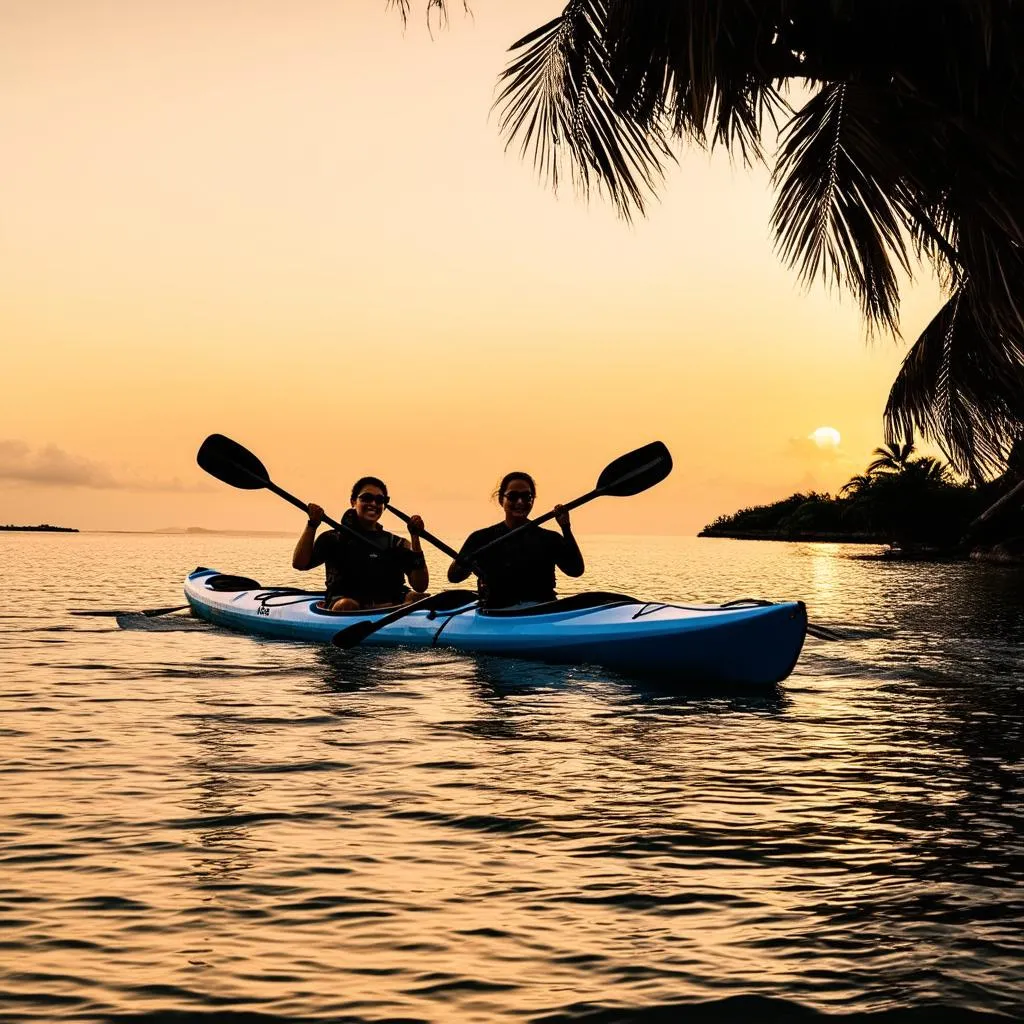 Kayaking at Sunset in Chuuk Lagoon