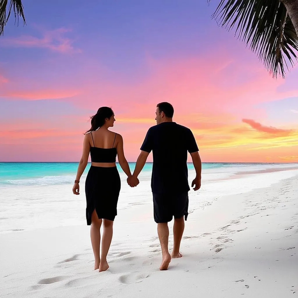  Couple on Romantic Beach Getaway 