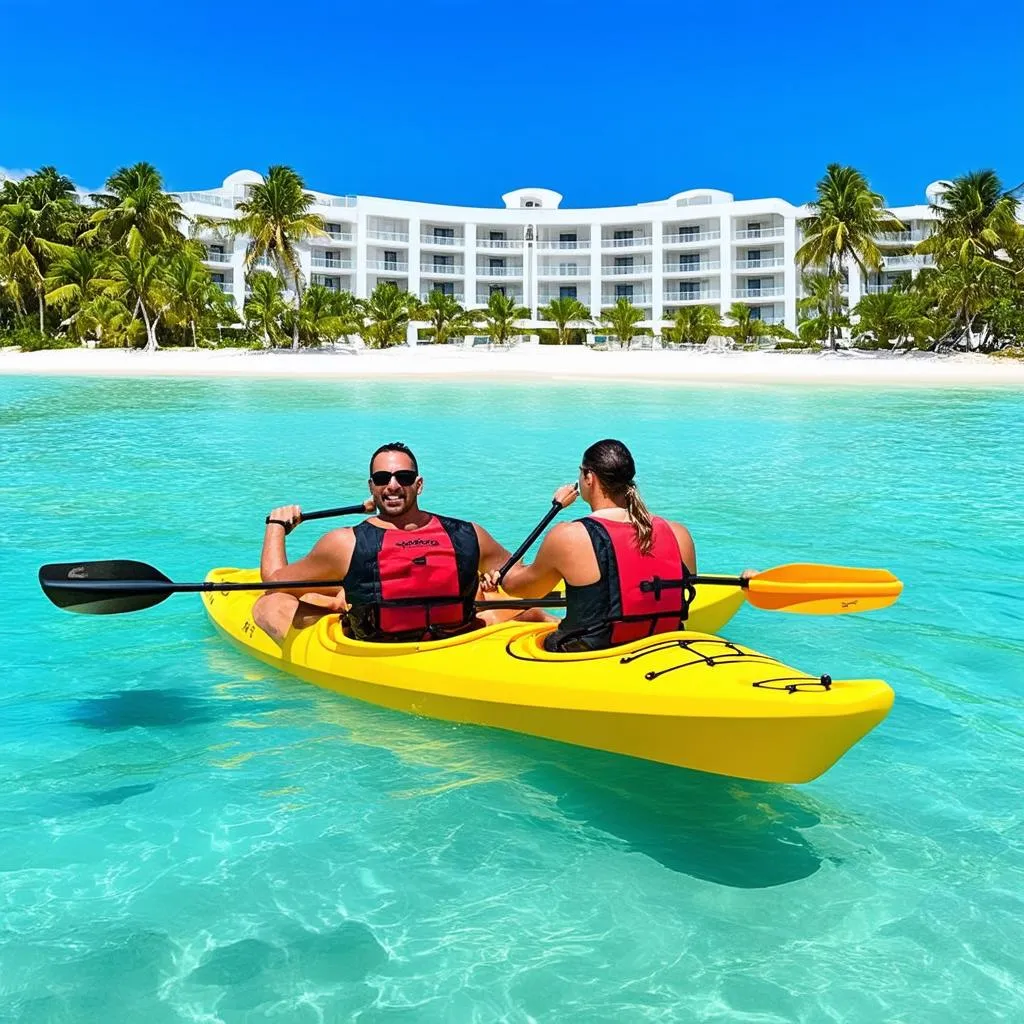 Couple Kayaking in Aruba