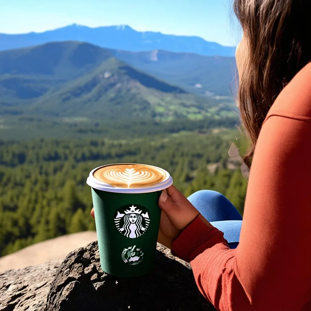 Enjoying coffee with a view