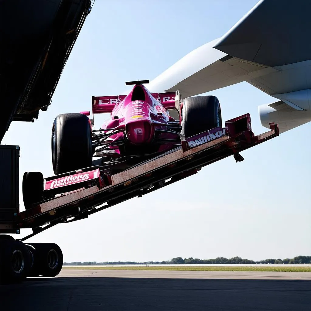 F1 Car Being Loaded onto Cargo Plane