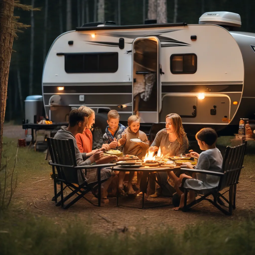 Family Enjoying Their Forest River Travel Trailer