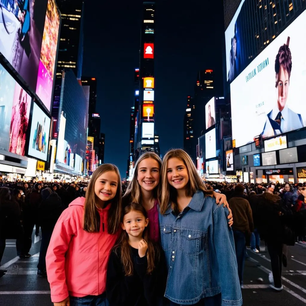  Family Enjoying Times Square