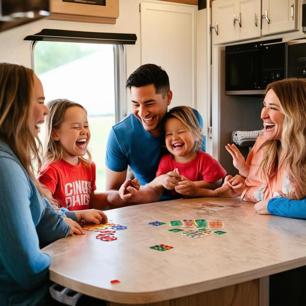 Family Enjoying a Destination Trailer