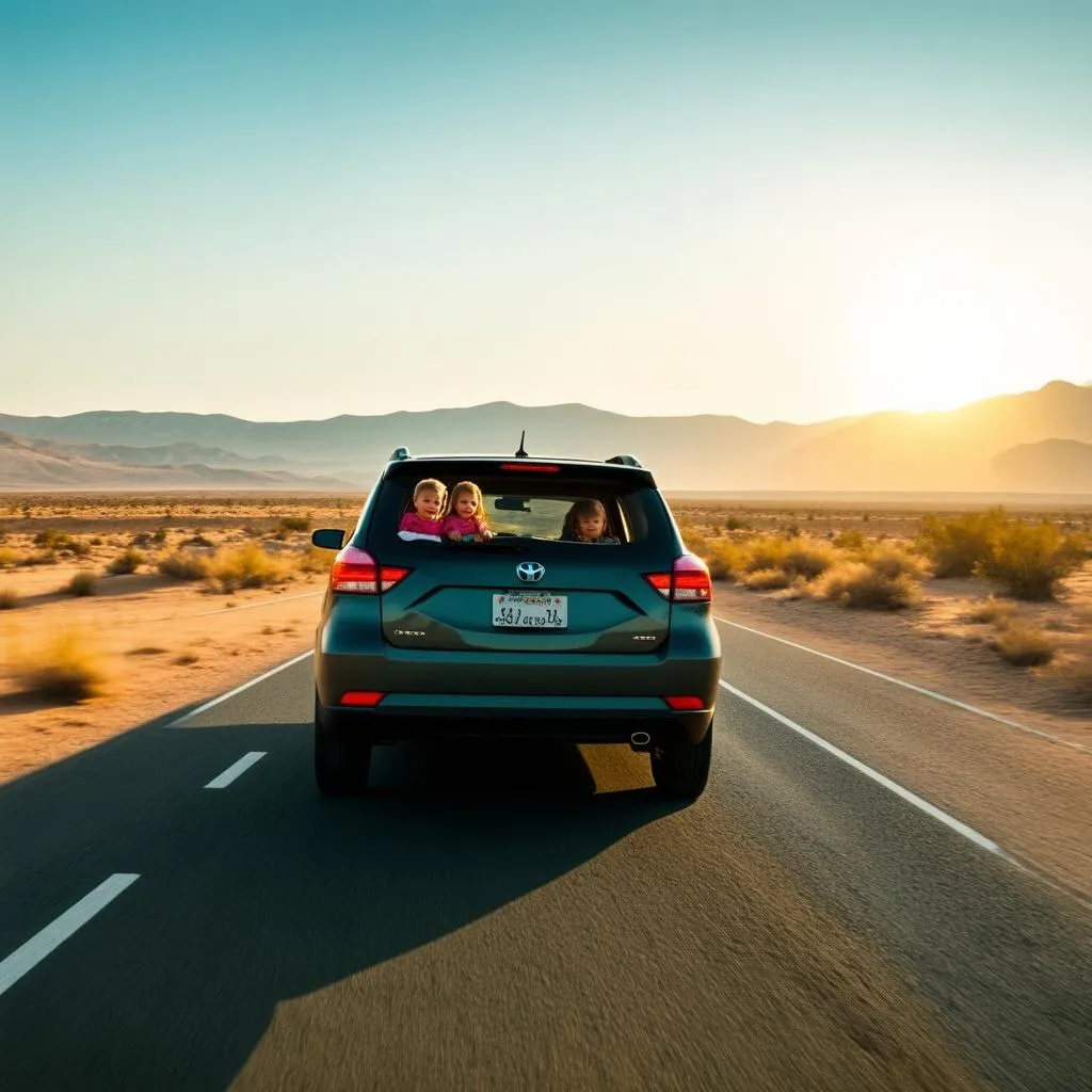 Family Road Trip Through Desert