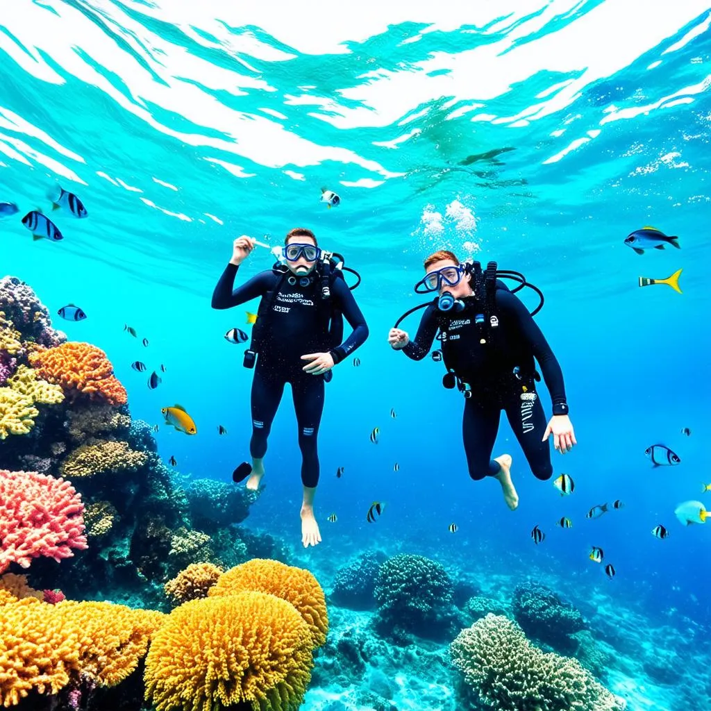 Scuba diving in a Fiji Coral Reef