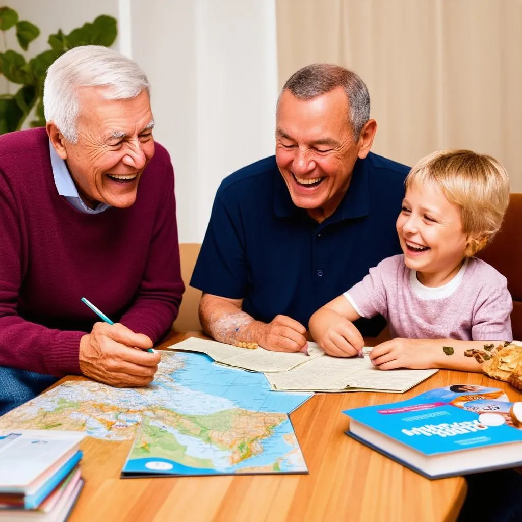 Grandparents and Grandchild Planning a Trip