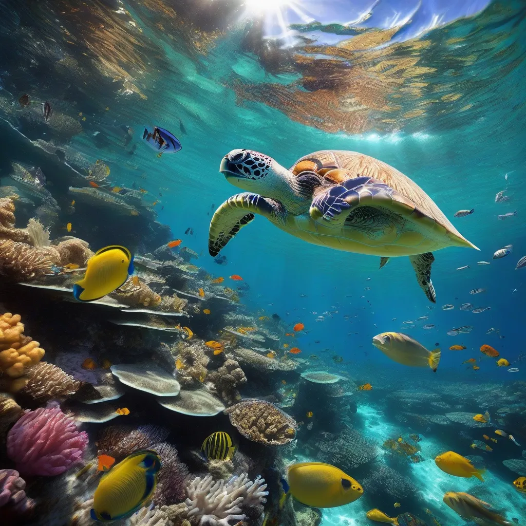 The vibrant coral reefs of the Great Barrier Reef