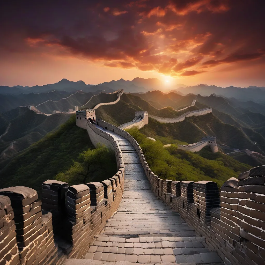 Sunset over the Great Wall