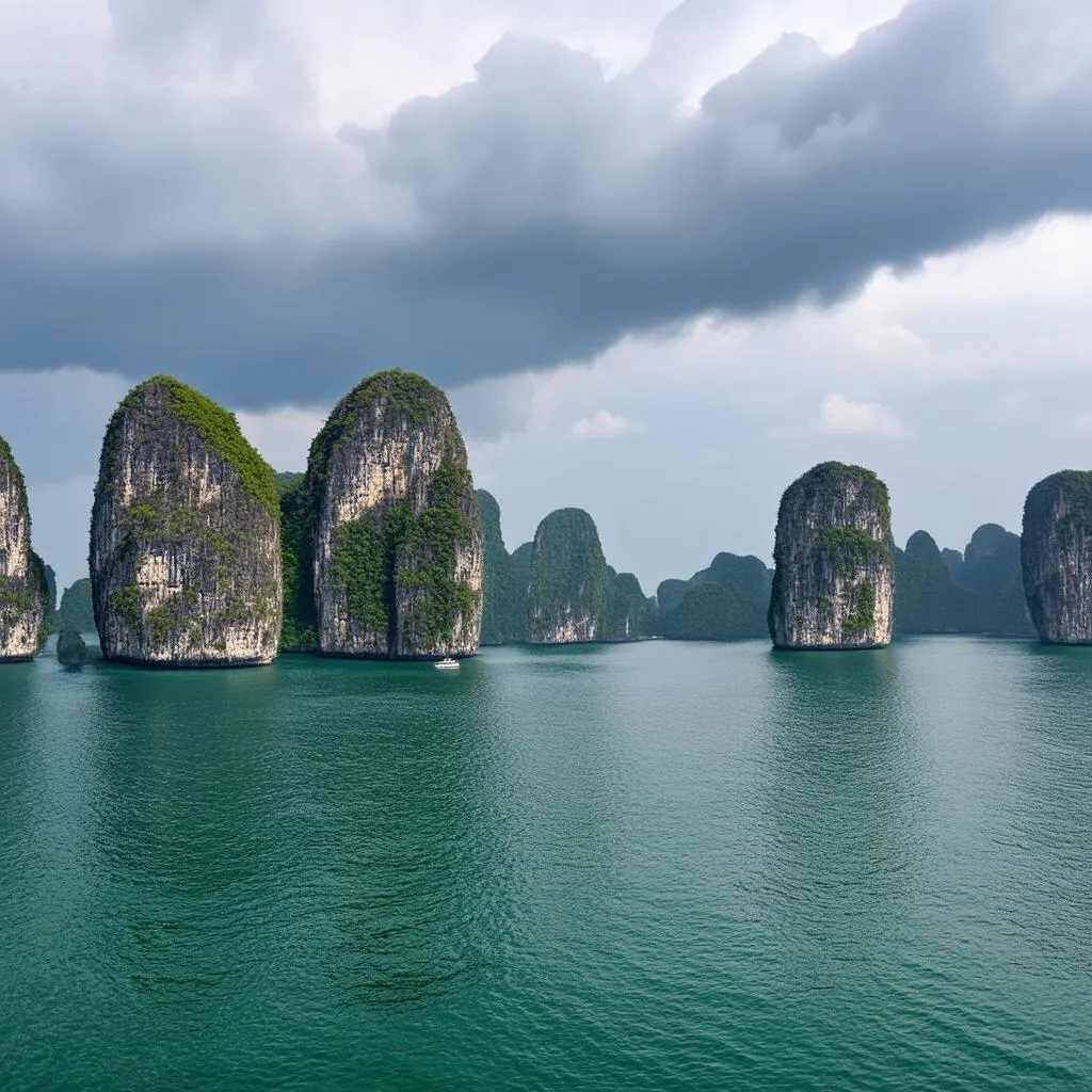 Majestic Limestone Islands Rise from Emerald Waters in Ha Long Bay