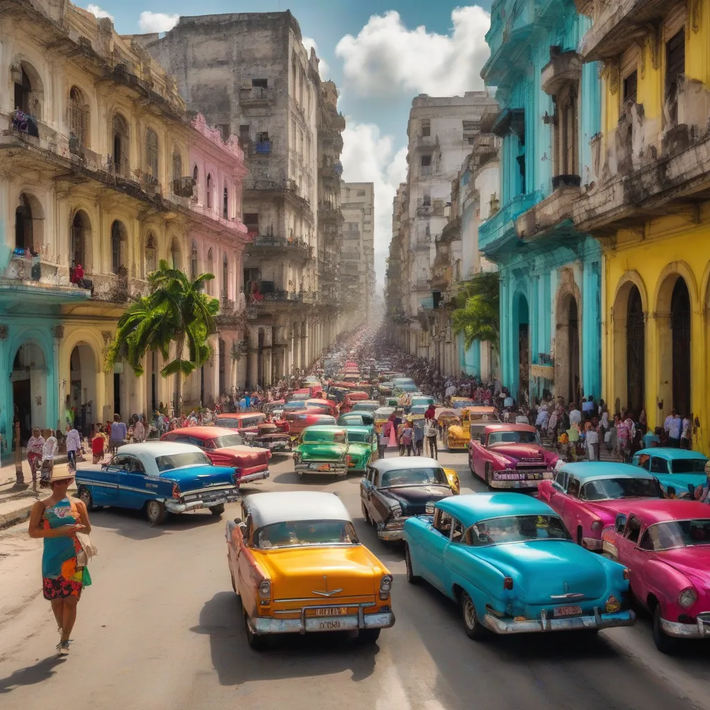 Vibrant street scene in Havana, Cuba