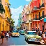 Colorful Street Scene in Havana