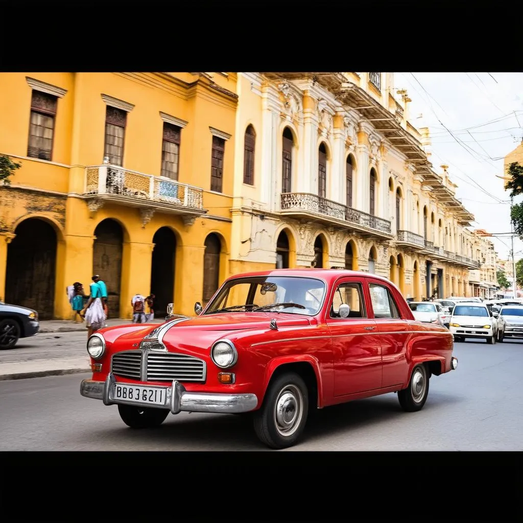 Red Vintage Car in Havana