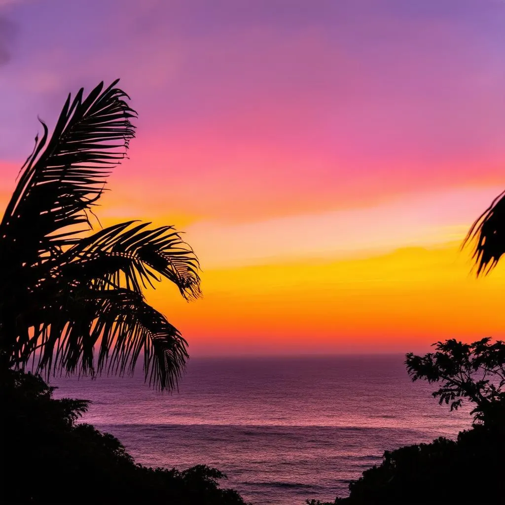 Sunset over the Pacific Ocean in Hawaii