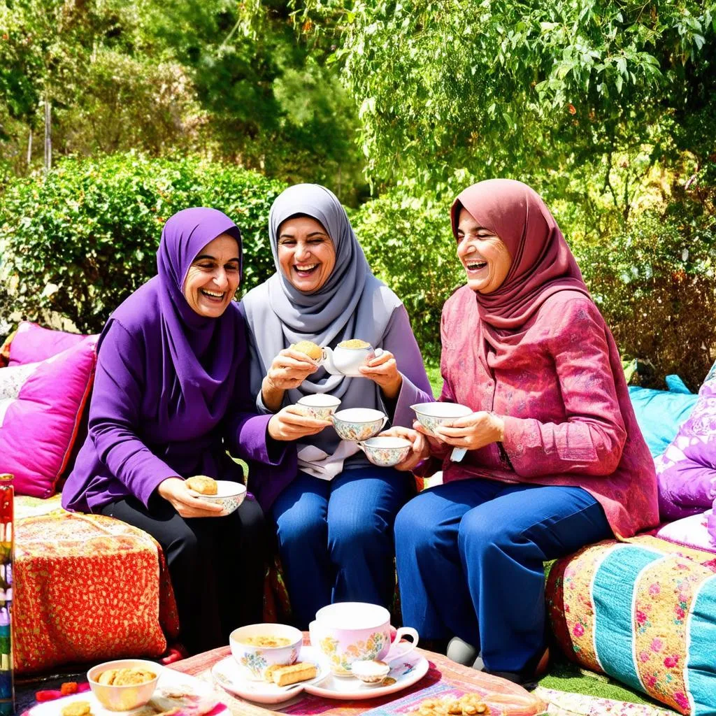 Laughter in a Traditional Tea Garden