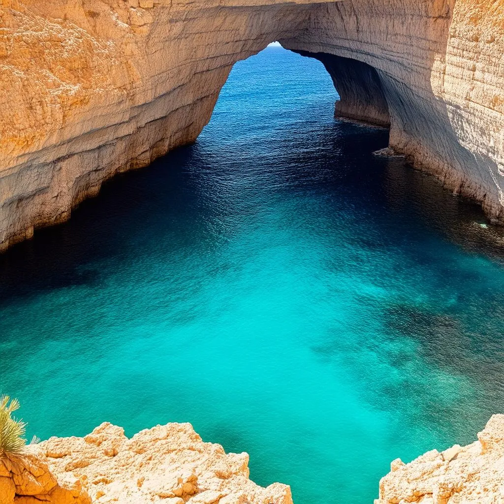 Tranquil scenery of Gozo Island with its iconic Azure Window.