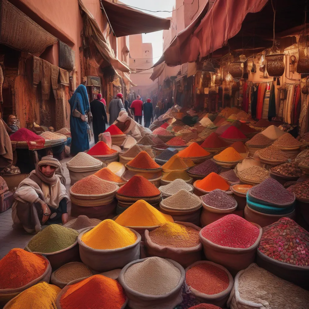 Bustling Marketplace in Marrakech