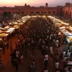 Busy Djemaa el-Fna Square at Sunset