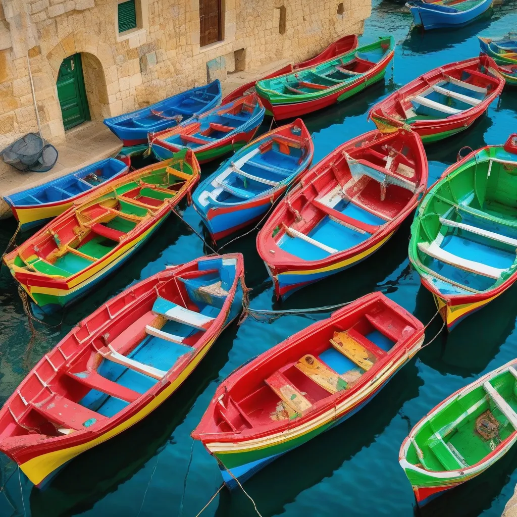 Colorful Boats in Marsaxlokk Fishing Village, Malta