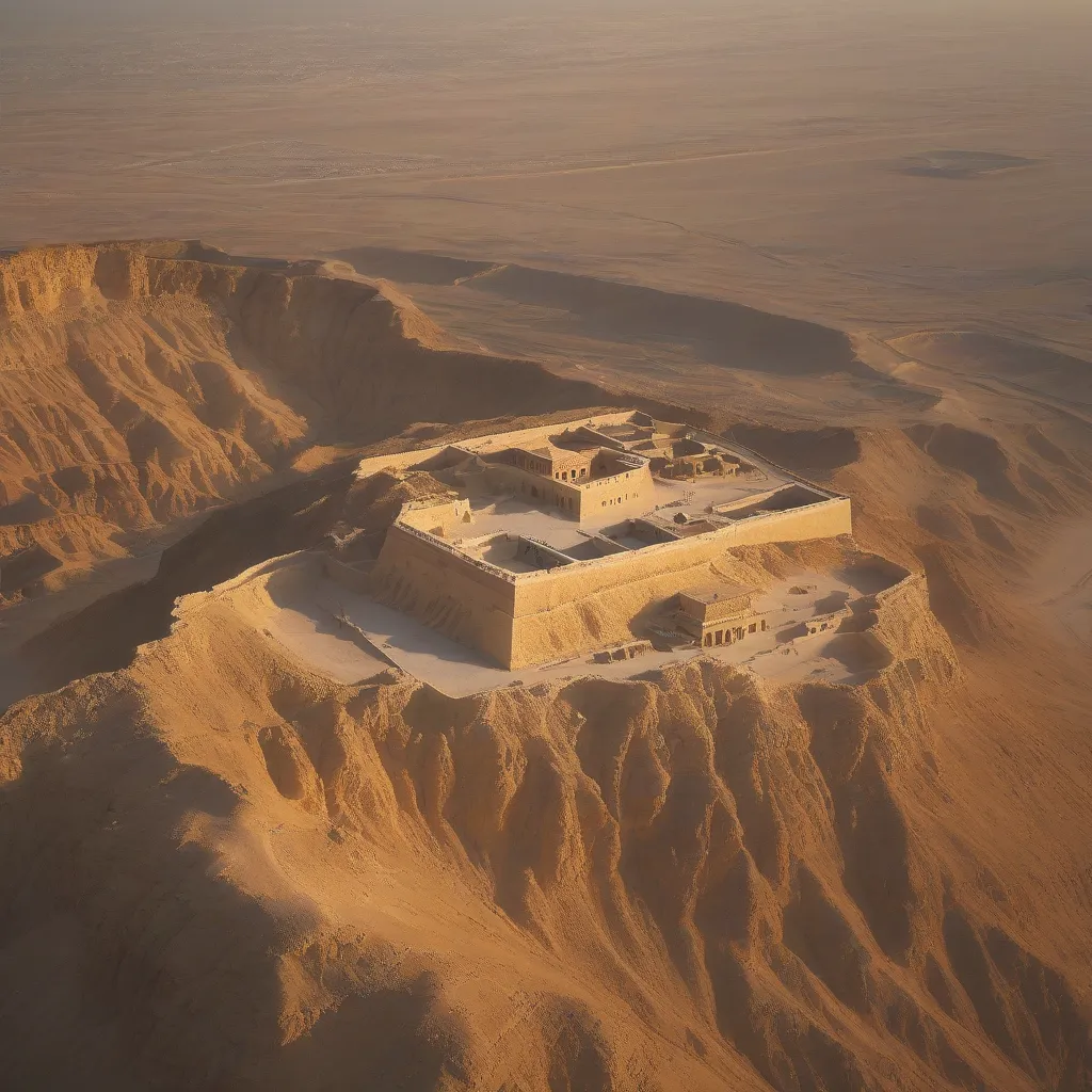 Masada Fortress at Sunset