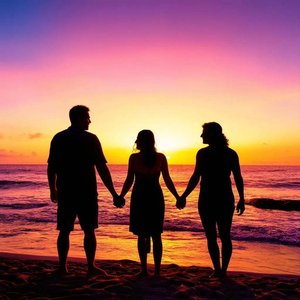 Couple Watching Sunset on Maui Beach