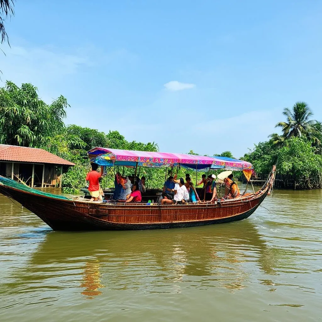 Vibrant Boats on the Mekong River