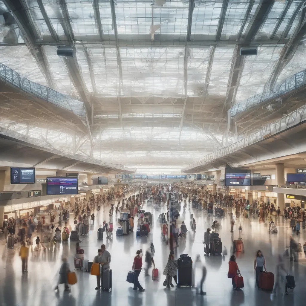 Busy International Airport Terminal