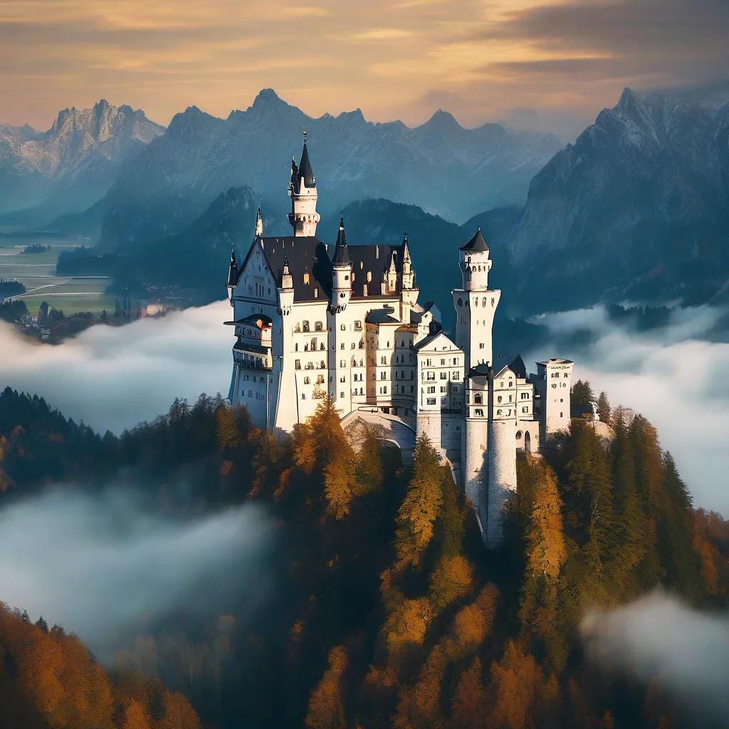 Majestic Neuschwanstein Castle in the heart of the Bavarian Alps