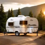 Oliver Travel Trailer parked in a scenic mountain setting