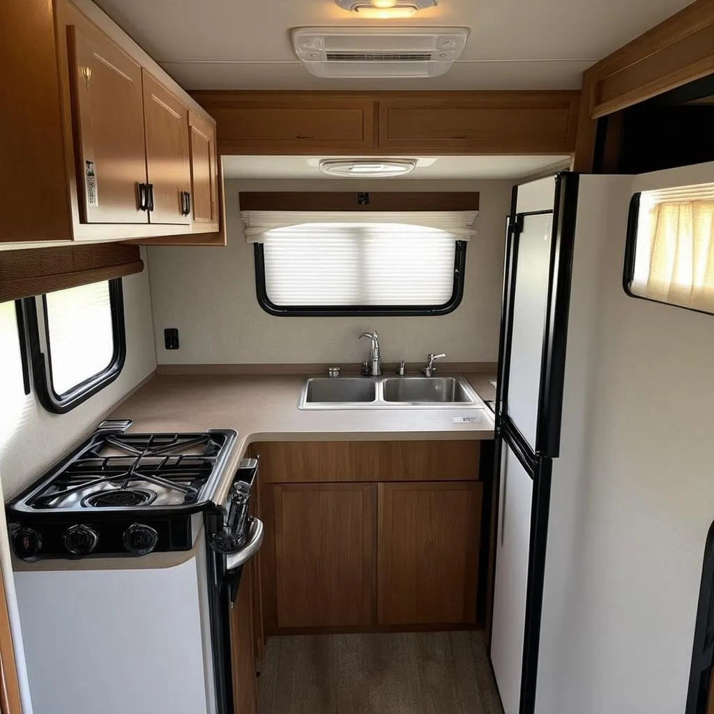 Spacious and well-lit interior of an Oliver Travel Trailer