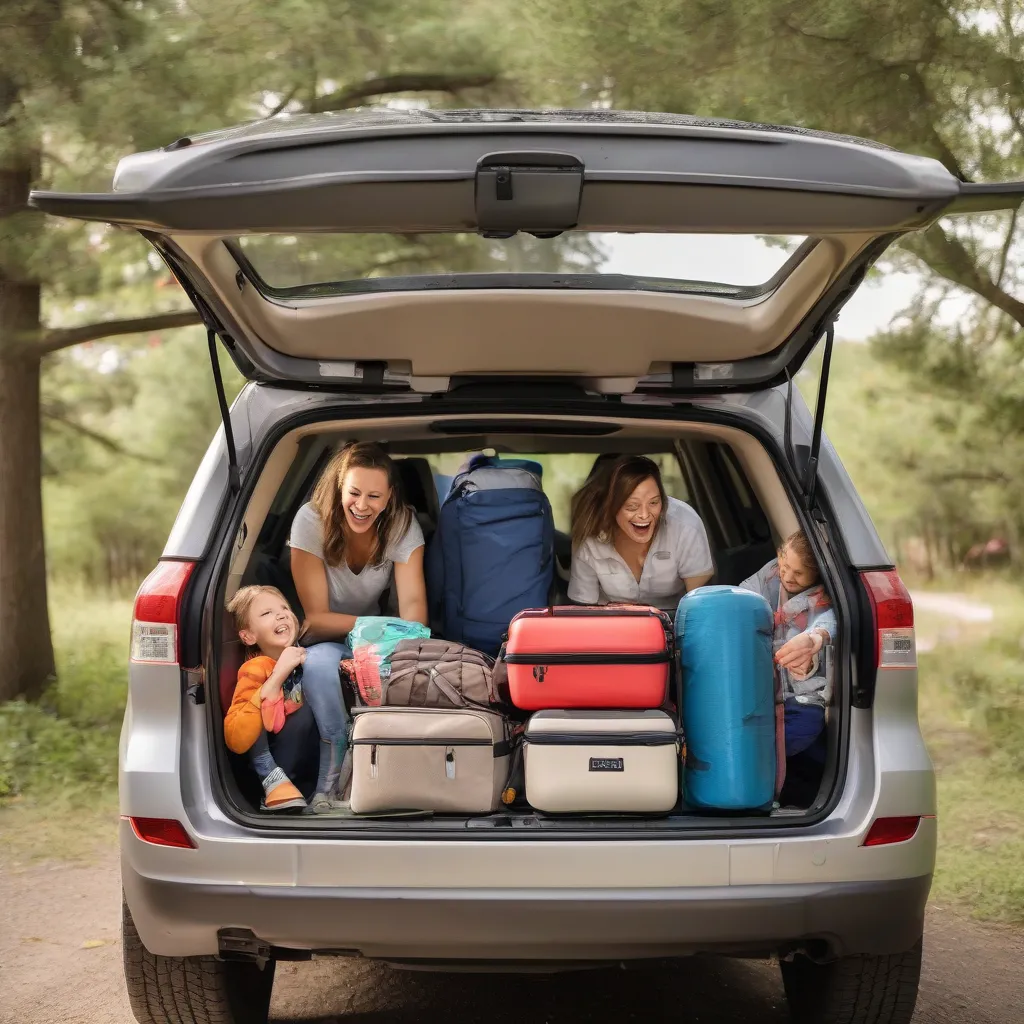 A family packing their car for a road trip