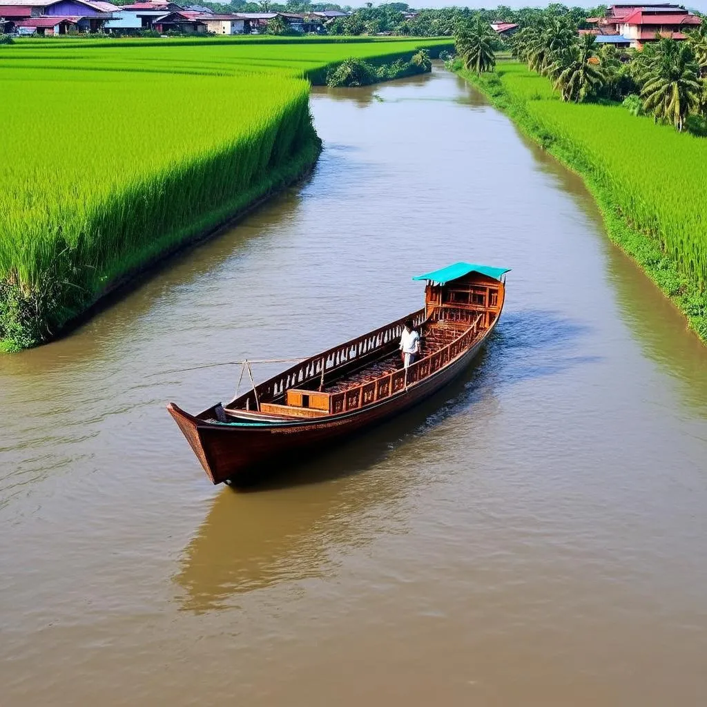 A Pleasure Boat Traveling Down the Red River: A Journey Through History and Beauty