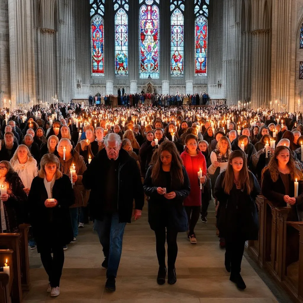 Pilgrims visiting a sacred site