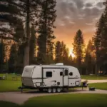 Rockwood Travel Trailer Parked in a Scenic Campground