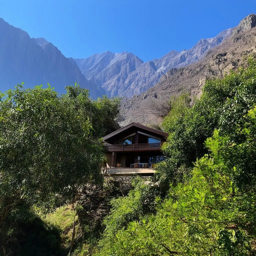 Serene view of a silent retreat in the Himalayas