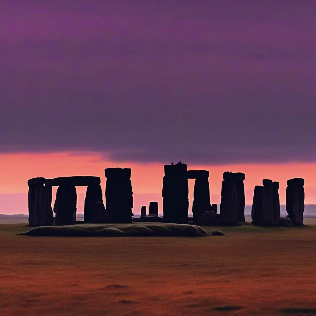 Silhouette of Stonehenge at sunset