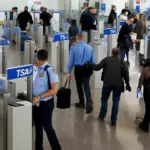 Busy airport security checkpoint