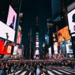 Bustling Times Square in New York City